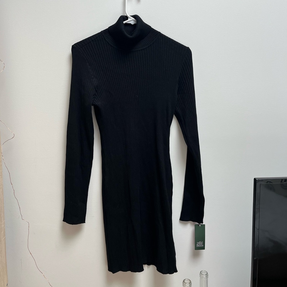 Black turtleneck sweater dress